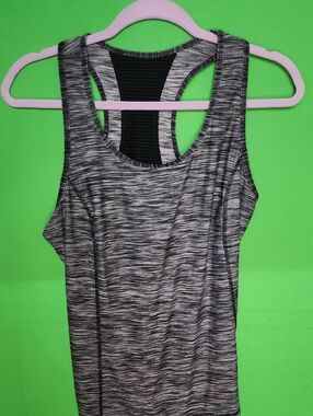 Girl's Danskin Now Grey Space Dye Racerback Tank Top L 12-14 Athleisure Workout